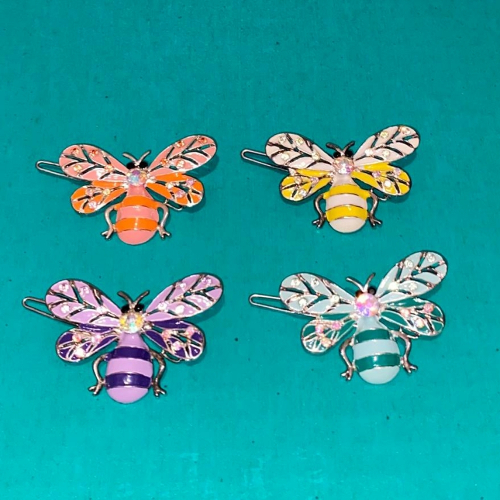 4 Colorful Bee Hair Clips